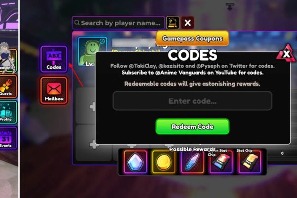Comment utiliser les codes dans Anime Vanguards