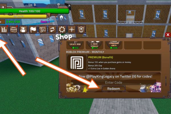 Comment utiliser les codes dans King Legacy